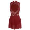 thumbnail image 3 of renvena Costume de Danse Lyrique Robe de Ballet Moderne Sans Manches avec Strass Contemporain Bourgogne TG, 3 of 9