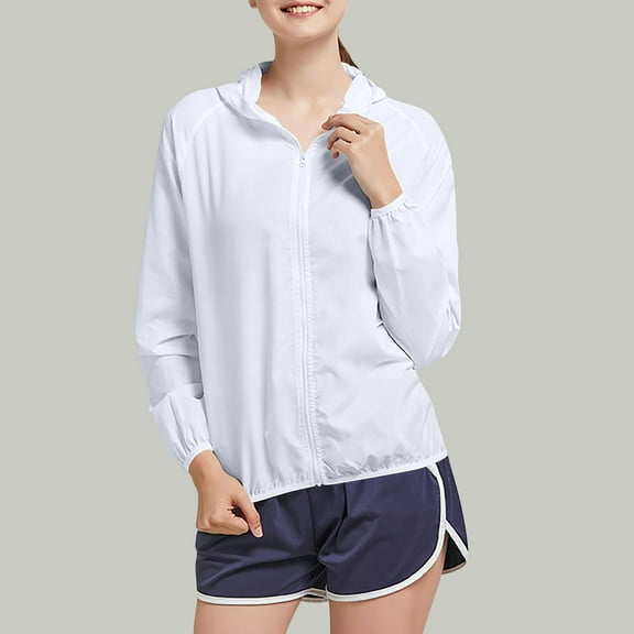 Paiwinds Women's Breathable Waterproof Sunscreen Jacket Outdoor Hooded Zipper Long Sleeve Coat for Casual Activities and All-Season Adventures