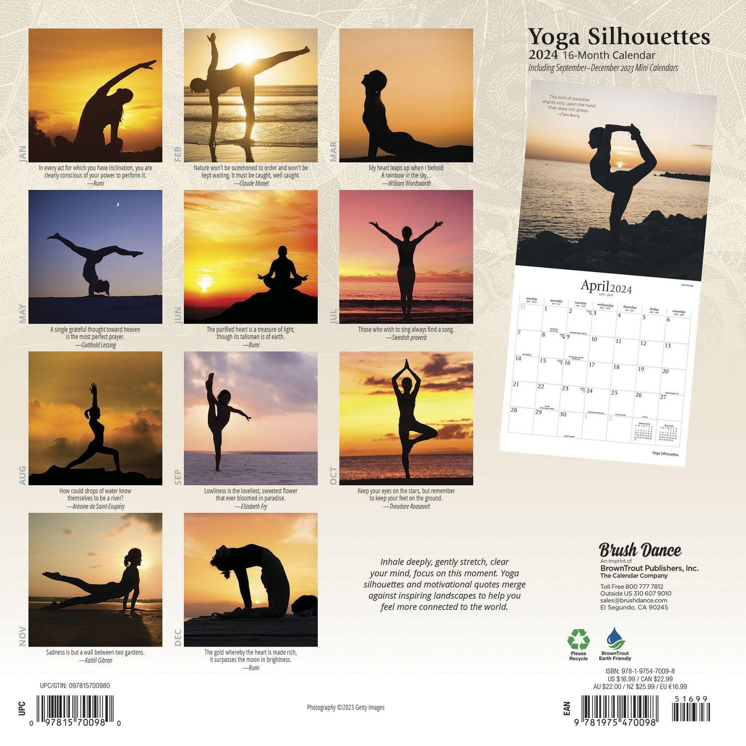 Brush Dance Silhouettes de yoga 2024 Mur Carré 30.48x60.96 CM, 9781975470098