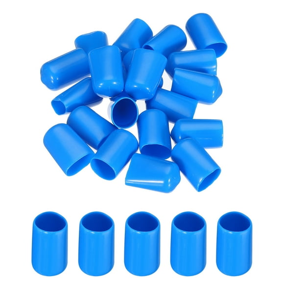 20Pcs 12mm(1/2") Rubber End Caps Cover Vinyl Screw Thread Protector Round Wire Shelf Caps, Light Blue