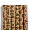thumbnail image 4 of 3 Rolls Christmas Wrapping Paper for Kids with Cut Christmas Elements Print Brown Kraft Paper with Christmas Lights, Deer, Snowflakes,Snowmen(19.6"27.6", Sheet of 3), 4 of 7
