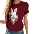 thumbnail image 4 of Tops de Cuello Alto para las Mujeres Amante Impreso Camiseta Cuello Redondo Manga Corta, Poliéster Spandex, 4 of 7