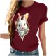 thumbnail image 3 of Tops de Cuello Alto para las Mujeres Amante Impreso Camiseta Cuello Redondo Manga Corta, Poliéster Spandex, 3 of 7