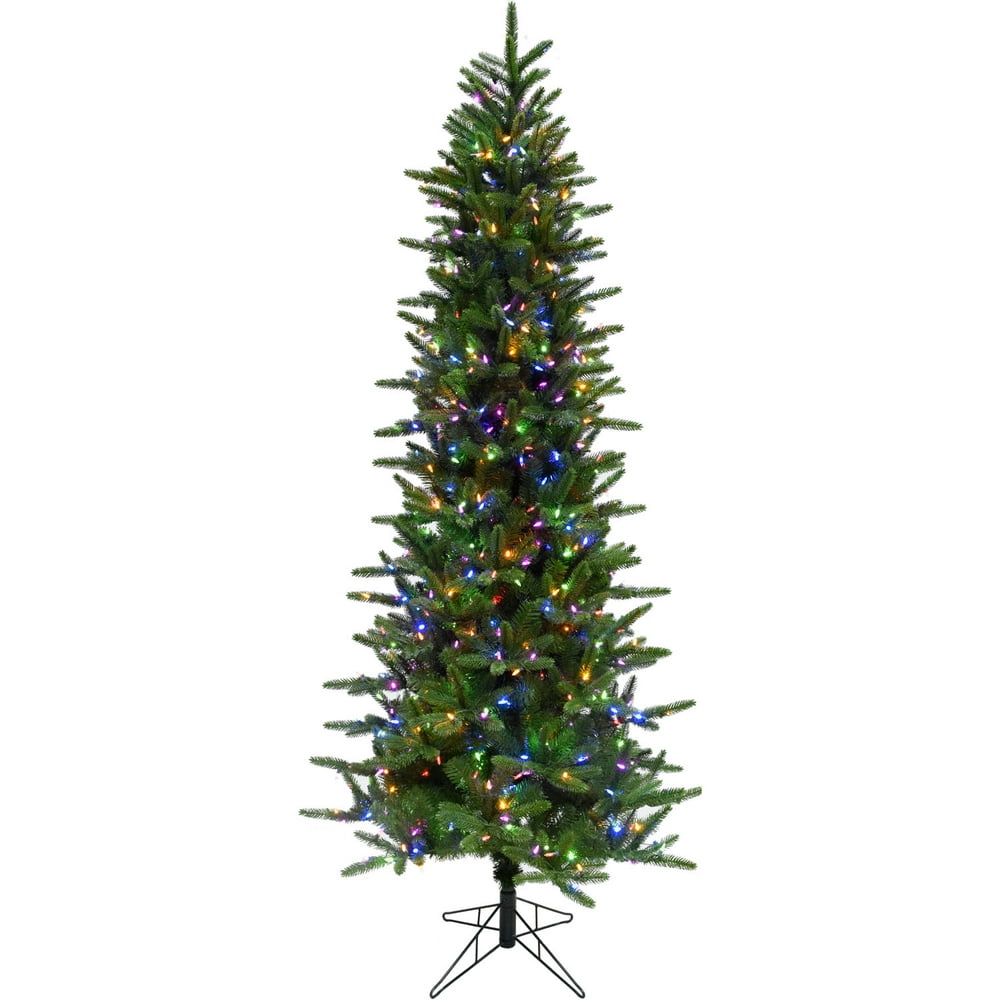 Fraser Hill Farm 6.5 Ft. Carmel Pine Slim Artificial Christmas Tree