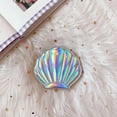 thumbnail image 2 of NUOLUX Folding Double Sides Shell Shape Mirror PU Leather Portable Hologram Mirror for Girls Women Ladies (Silver), 2 of 5