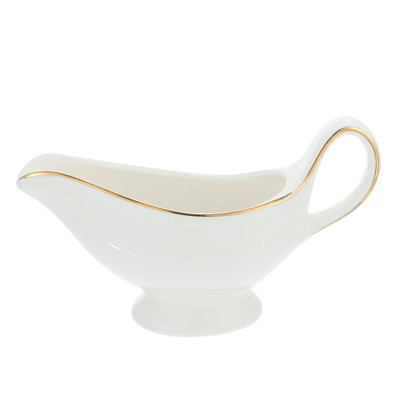 ifundom White Ceramic Gravy Boat Porcelain Sauce Jug for Kitchen Serving and Dining Table Use