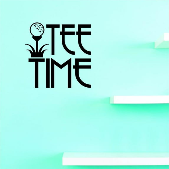 Custom Decals Tee Time Wall Art Size: 16 X 16 Inches Color: Black