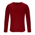 thumbnail image 3 of gbyLJF Mens Long Sleeve Shirts Quarter Button Down Round Neck Blouse Flexible Solid Color Casual Tops with Pocket, 3 of 5