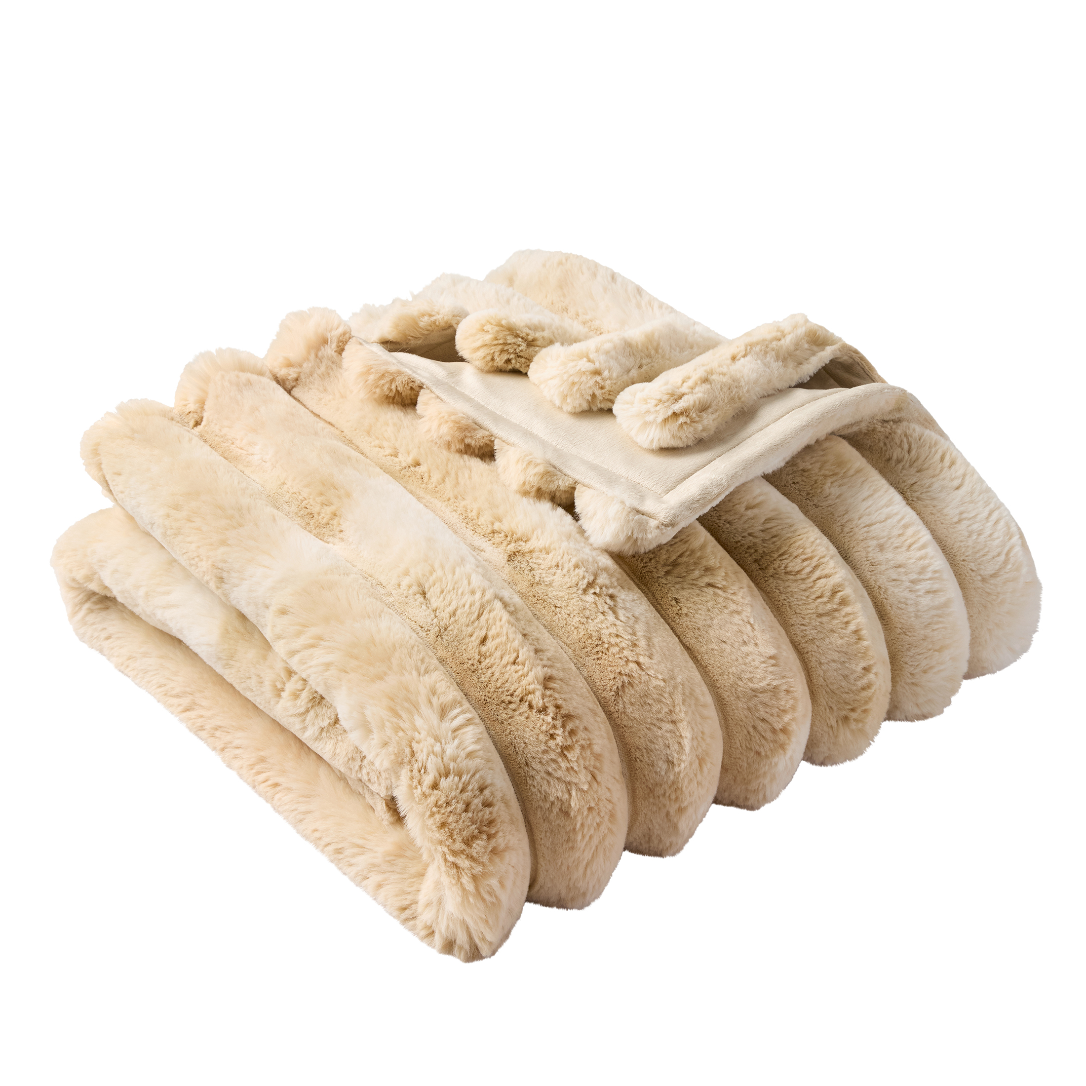 Better Homes & Gardens Beige Marbled Faux Fur Throw photo 3