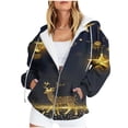 thumbnail image 1 of LOVZFMLL Vestes pour Femmes Imprimé de Noël Poche Zippée Manches Longues Sweat à Capuche, 1 of 4