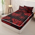 thumbnail image 2 of Homewish Gothic Moth Skull Zipper Full Size Comforter Sets with Fitted Sheet and 2 Pillowcases,Death Halloween Zipper Bedding Set,Red Black,Black Reversible,4pcs, 2 of 8