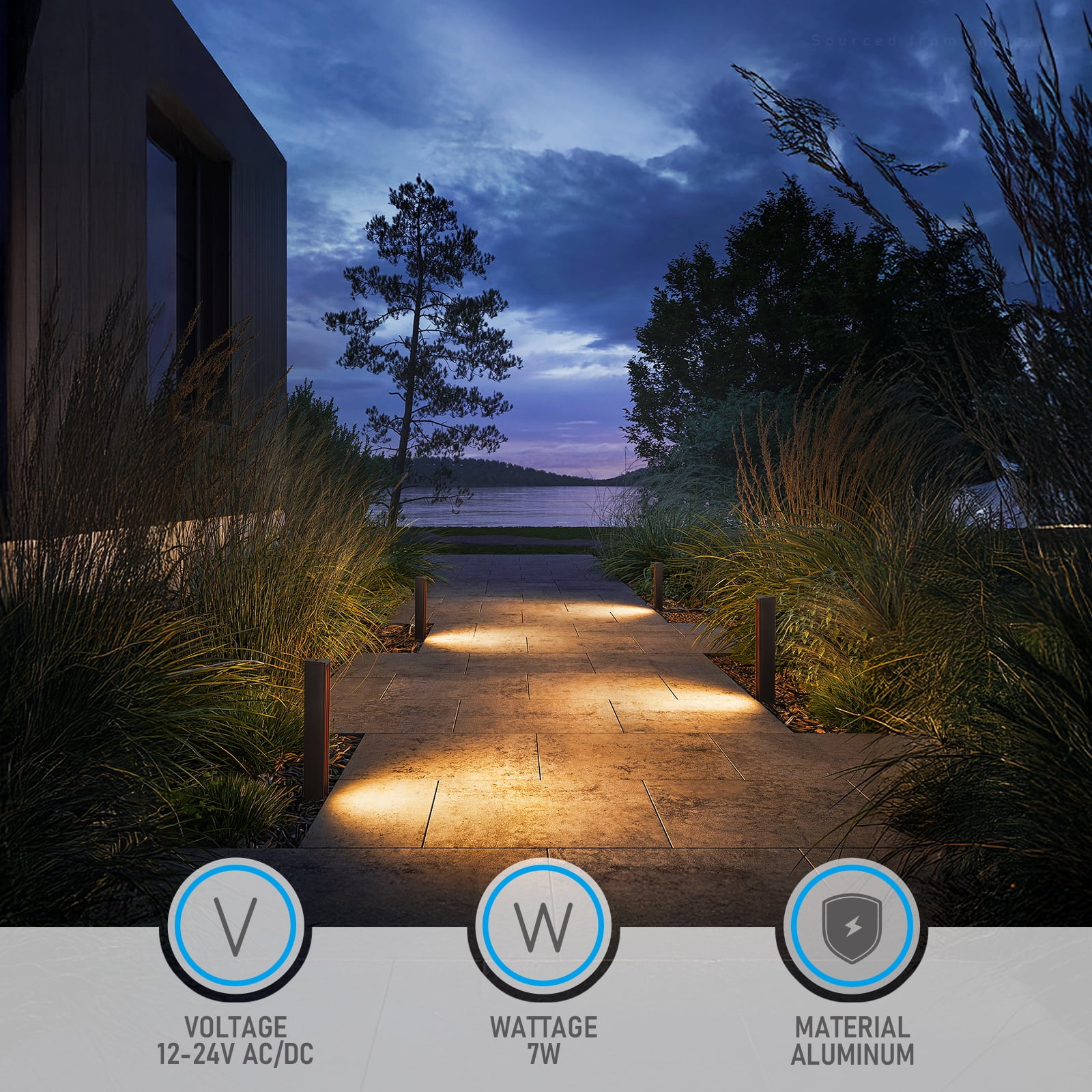 8 Pack 5CCT Low Voltage LED Path Lights, 7W Die-Cast Aluminum Landscape Lighting for Yard & Walkway, IP65 Waterproof, 1800K/2700K/3000K/4000K/5000K, ETL Listed, Oil Rubbed Bronze