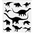 thumbnail image 3 of Ambesonne Dinosaur Shower Curtain, Silhouettes Predators, 69"Wx84"L, Black White, 3 of 3