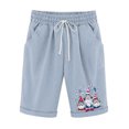thumbnail image 2 of Puntoco Pantalones cortos deportivos para mujer, con estampado de cintura elástica, para uso informal, con bolsillos informales, pantalones cortos de media pierna, 2 of 3