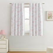 Ecologee Butterfly 100% Blackout Rod Pocket Back Tab Single Curtain Panel, Pink, 40" W x 63" L