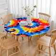 thumbnail image 3 of Colorful Tie Dye Spiral Pattern Round Fitted Tablecloth with Elastic Edge,Dining Table Cover Waterproof,Outdoor Round Tablecloth for Camping,Dining,Indoor and Outdoor, 3 of 7