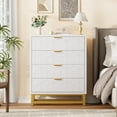thumbnail image 2 of GAOMON Modern 4 Drawer Dresser, Wide Chest with Gold Metal Legs & Handles, Wood Storage Organizer for Bedroom, Living Room, Hallway, White, 2 of 6