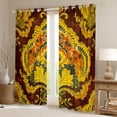 thumbnail image 2 of Homewish Vintage Tribal Damask Black Out Curtains for Female, Hippie Flower Floral Curtains Pack of 2 (42x63 Each), Gold Bohemian Mandala Bedroom Curtains, Living Room Curtains Decor, 2 of 6