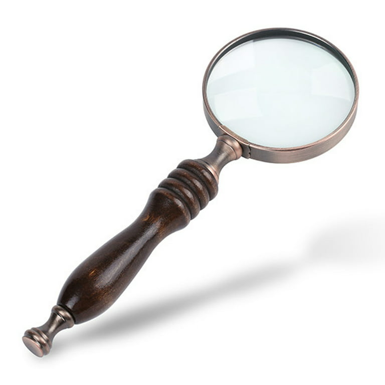 10x Handheld Magnifying Glass Antique Wooden Handle Magnifier Glass
