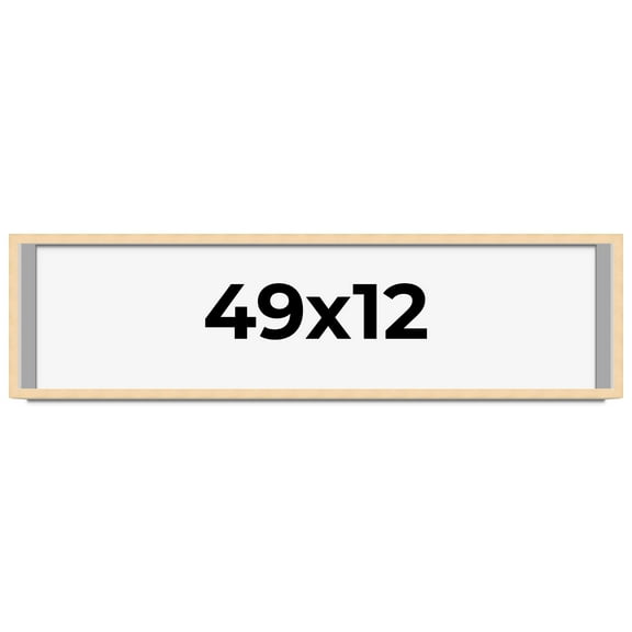 49x12 Frame Natural Wood Picture Frame | 0.75 Inch Moulding Width | with UV Acrylic Plexiglass,