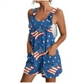 thumbnail image 3 of Ropa de Verano Para Mujer! QATAINLAV Womens Fourth of July Overalls Cute American Flag Suspender Romper 2025 Summer Linen Short Jumpsuit with Pockets Blue XL, 3 of 6