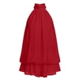 thumbnail image 5 of Kvture Women's Chiffon Halter Drop Waist Wedding Guest Dresses Ruffle Summer Mini Dress Brunch Outfits Red, 5 of 7