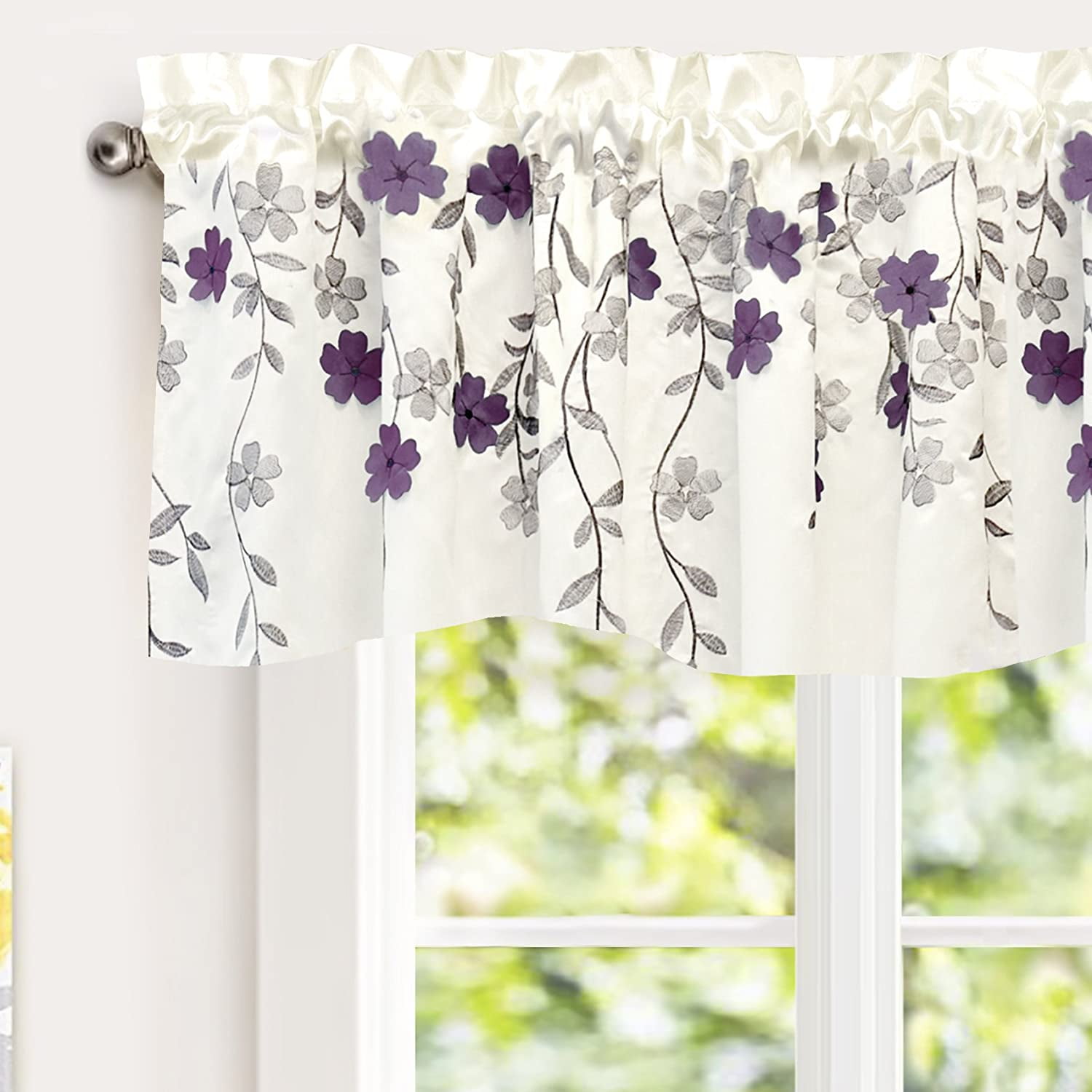 Driftaway Isabella Faux Silk Embroidered Kitchen Swag Valance