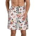 thumbnail image 2 of Uemuo Rose Flowers Pattern Men's Swim Trunks Hawaiian Beach Bathing Suit Swimsuits Beach Quick-Dry Shorts with Pockets-Medium, 2 of 9