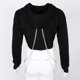 thumbnail image 4 of Sudadera con Capucha Manga Larga Top Corto Transpirable con Cadena , Jersey para , Baile, Discoteca - Negro METRO Salvador Sudaderas con capucha para mujer, 4 of 10