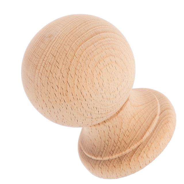 FELTECHELECTR Unpainted Wooden Finials And Spindles Solid Wood Round Decorative Finial 1Set