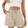 thumbnail image 2 of KIHOUT Women's Solid Casual Shorts - Nylon Spandex Blend, Elastic Drawstring Waist, Side Pockets, Loose Fit for Summer & Daily Wear, 2 of 8