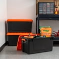thumbnail image 5 of IRIS USA 21 Gallon Heavy-Duty Plastic Storage Bins, Container Totes with Durable Lid and Secure Latching Buckles, For garage, Orange, 3 Pack, 5 of 6