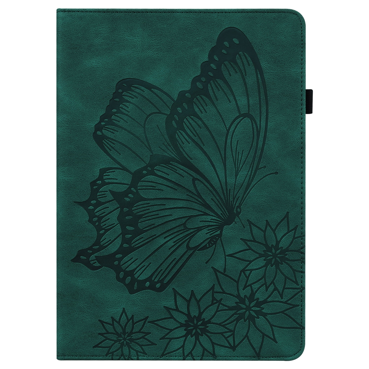Allytechgroup iPad Air 13 Inch 2025 2024 Case, Stylish Big Butterfly Design PU Leather Smart Cover Auto Sleep Wake Pencil Holder Flip Stand Shockproof Bumper Case for Apple iPad Air 13" M3 M2,Green