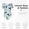 thumbnail image 6 of Daiia Dachshund Dog Puppy print Women's Crew Neck Short Sleeve Bodysuit Fashion Tops Fit Casual Basic Extender Bodysuit-XX-Large, 6 of 9