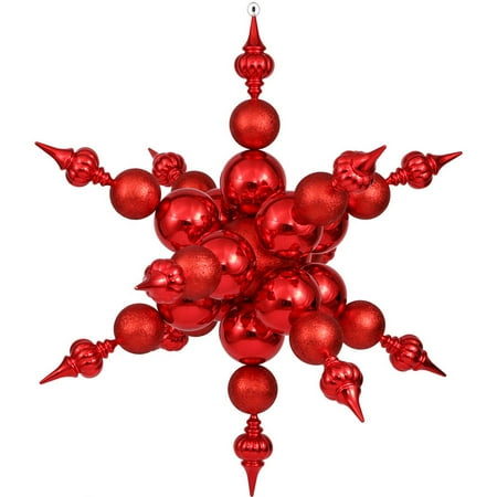 Vickerman 39" Red Radical Shiny/Glitter Snowflake