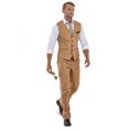 thumbnail image 3 of Wehilion Men's Suit Linen Suit for Men Wedding Outfit 2 Piece Suits Groomsmen Tuxedo Suits Prom Beach Vest and Pants Suit Set Khaki L, 3 of 5