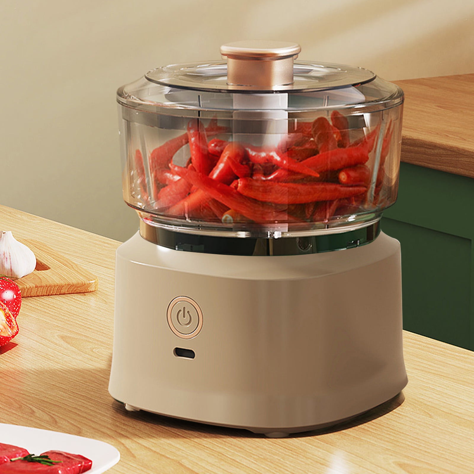 Lksixu Electric Garlic Chopper, Portable Mini Food Processor, Wireless Vegetable Masher With USB Charging, Garlic Masher Mincer For Onions Meat Spices 350ML ( 4.02x4.02x5.31in )