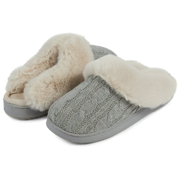 Floopi Women’s Cable Knit Scuff Slipper