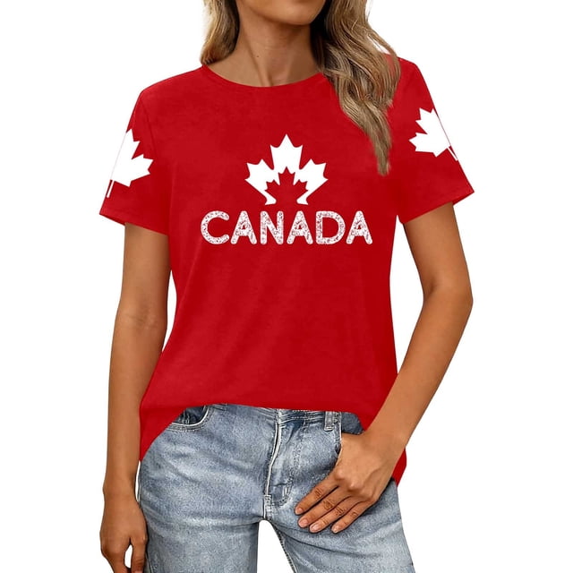 Gyexs T-Shirt Graphique Patriotique pour Femmes, Tenue d'Été Décontractée, Confortable, Manches Courtes, Col Rond (Rouge et M)