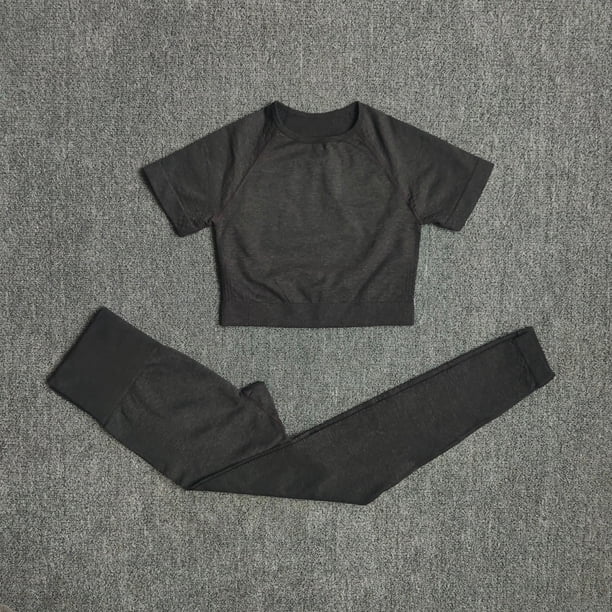 2/3/5 Uds. Conjunto de Yoga sin costuras para mujer, ropa deportiva de entrenamiento, ropa de gimnasio, Top corto de manga larga, mallas de cintura alta, trajes deportivos Tan Jianjun unisex