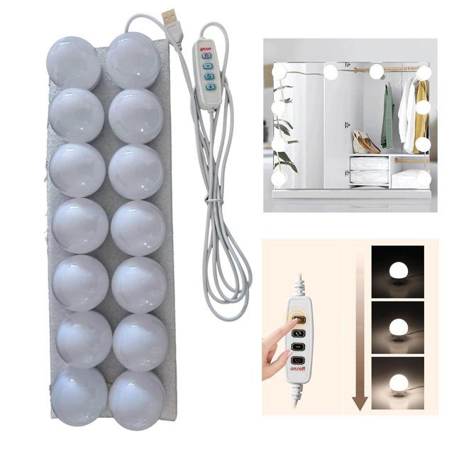pitrice Vanity Bulbs Wall Mounted Makeup Mirror Adjustable for Vanity Stick Makeup