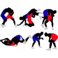 thumbnail image 2 of Wrestlers Silhouettes Wall Mural by Wallmonkeys Peel and Stick Graphic (36 in W x 27 in H) WM143020, 2 of 4