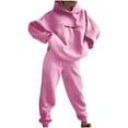 thumbnail image 2 of Usmixi Sweatsuits Set for Women 2 Piece Outfits Set for Women Sports Hooded Sweatshirt and Drawstring Jogger Sweatpant Tracksuit Sets Fashion Letter Print Hoodies Lounge Set Holiday, 2 of 7