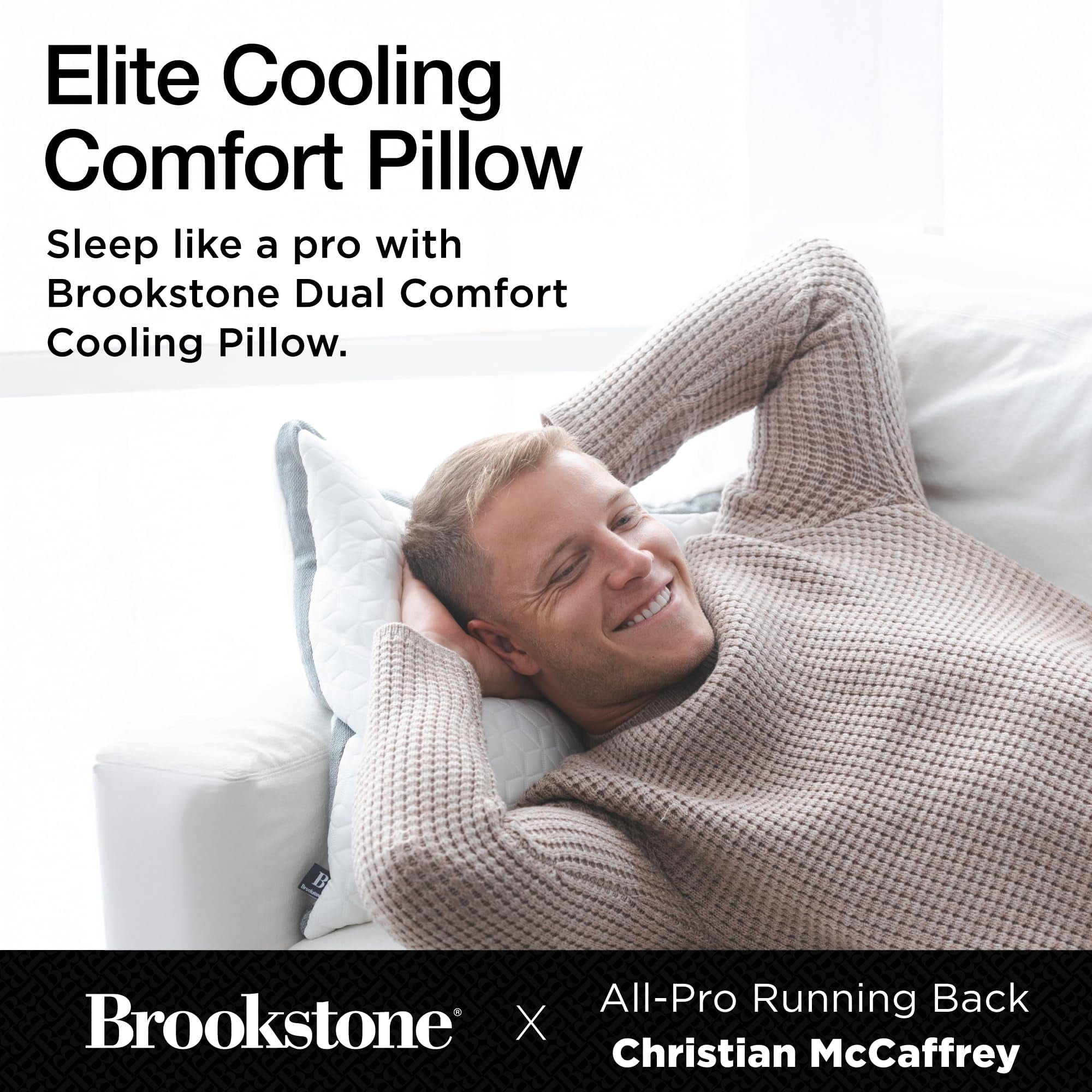 Brookstone X McCaffrey Dual Comfort Cooling Memory Foam Pillow - Sleep like a Pro - Adaptive BioSense Foam, Cool Touch Cover for Faster Sleep, Easy Care Machine Washable, 27'' x 20'' - White