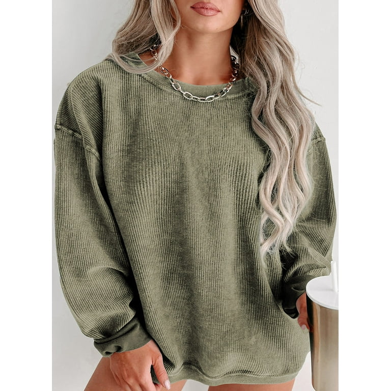 Eytino Plus Size Womens Sweatshirts Long Sleeve Crew Neck Casual Oversized  Soft Pullover Tops Shirts 2X Green 