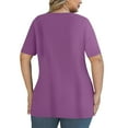 thumbnail image 4 of Ayolanni V-Neck Maxi Blouses for Womens Plus Size Purple Short Sleeve Solid T-Shirts T Shirts for Teen Girls XL, 4 of 6