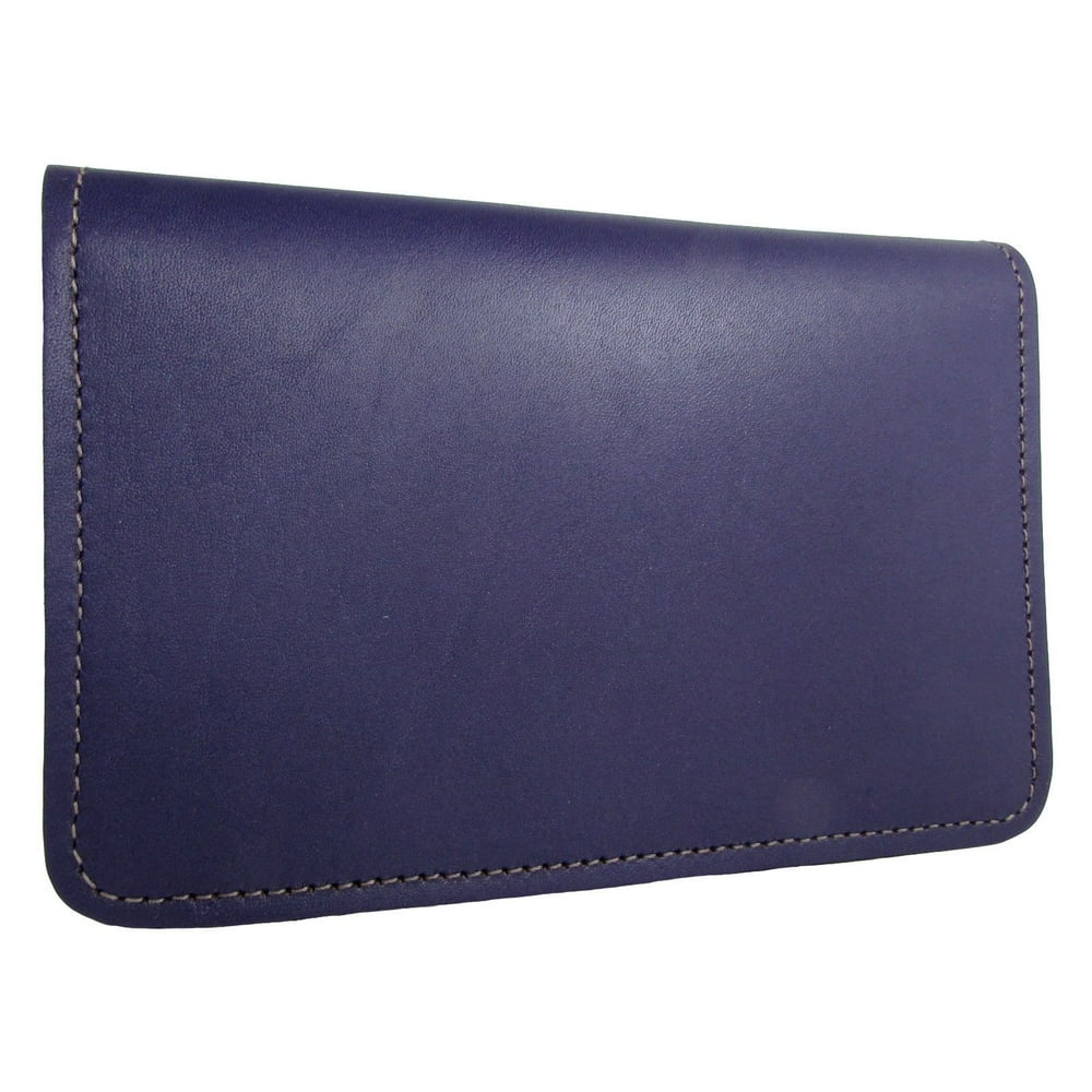 MTL Leather Top Stub Men's or Women's Checkbook Cover, Purple