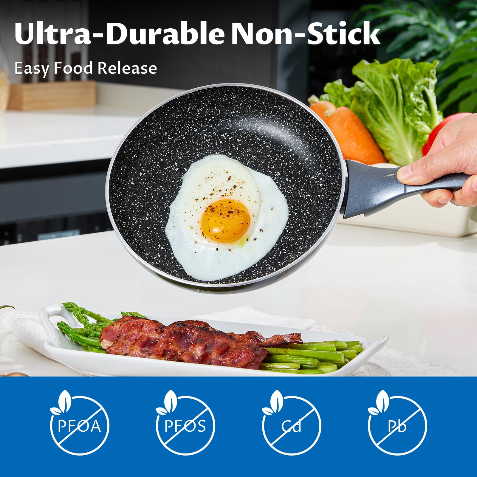 Induction Pots and Pans Set 10 Piece, Dishwasher Safe Nonstick Cooking Pans, Aluminum