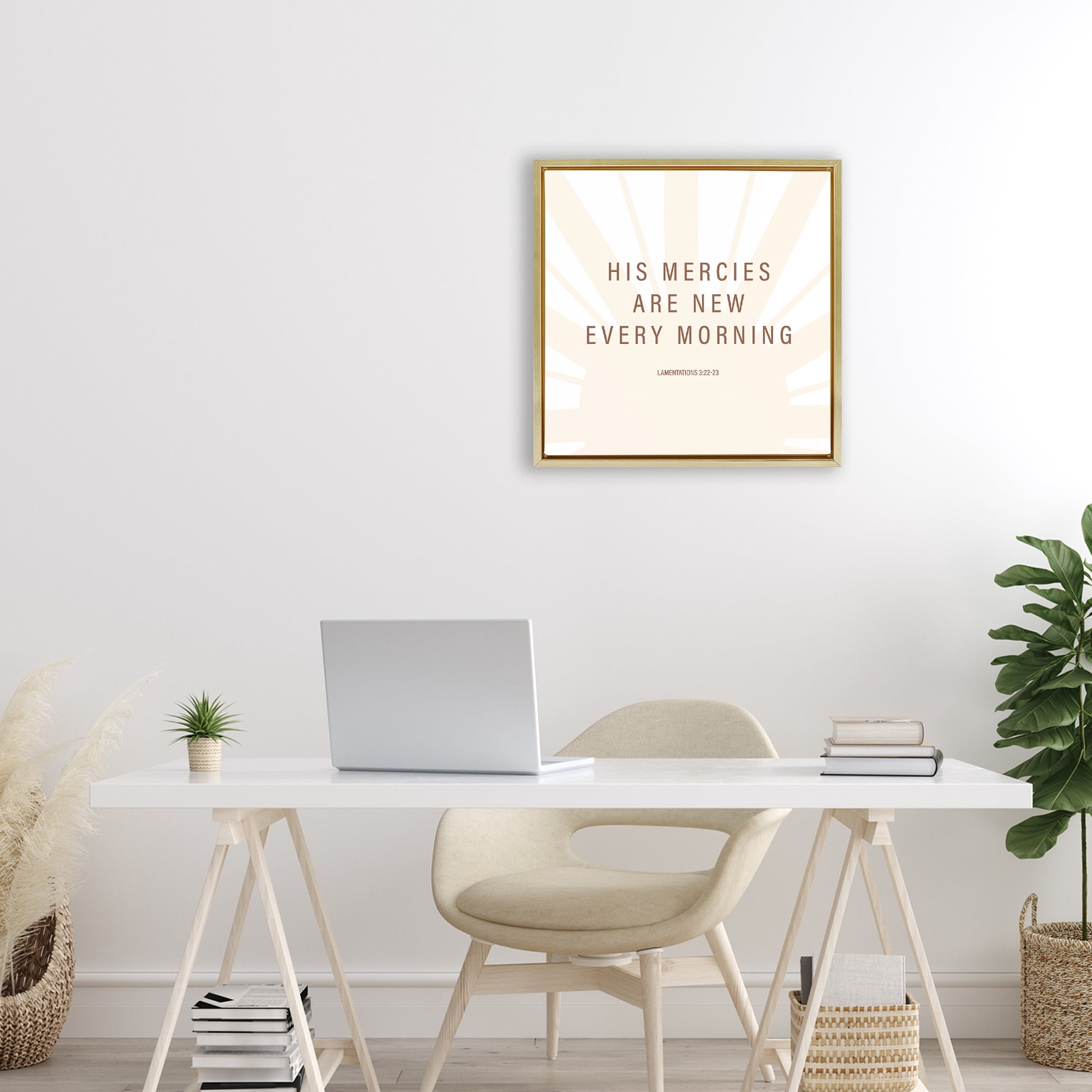 Stupell Industries His Mercies Are New Gold Framed Floater Canvas Wall Art, design by SD Graphics Studio