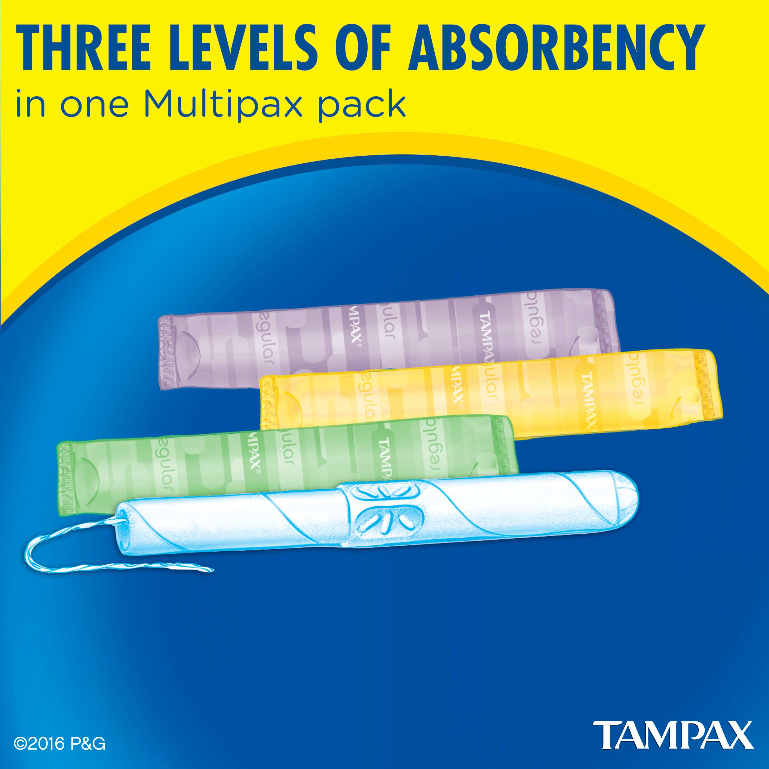 Tampax Cardboard Tampons, Multipack, Light/Regular/Super Absorbency, Unscented, 40 Count